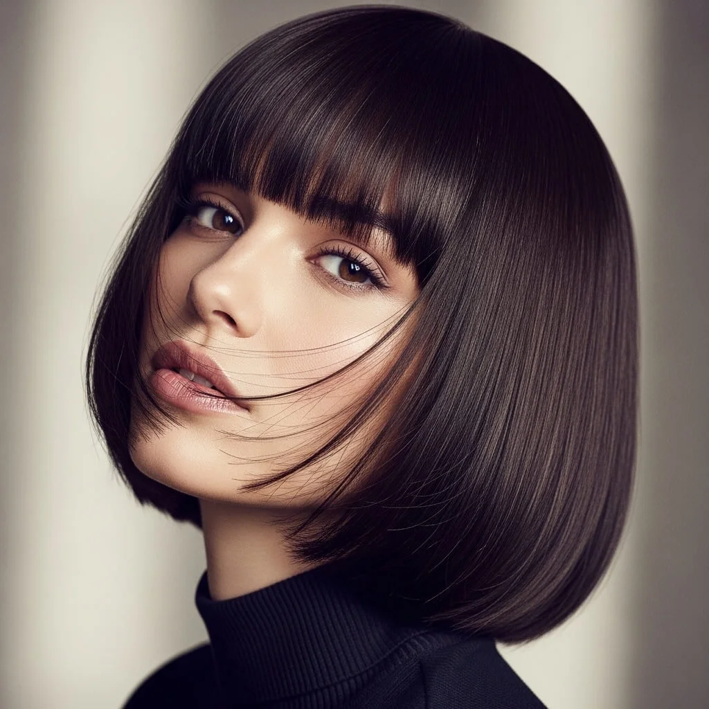 1. Classic Straight Bob with Blunt Bangs