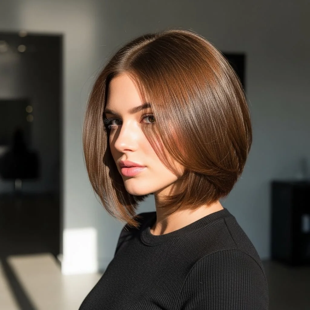 12. Layered Sleek Inverted Bob