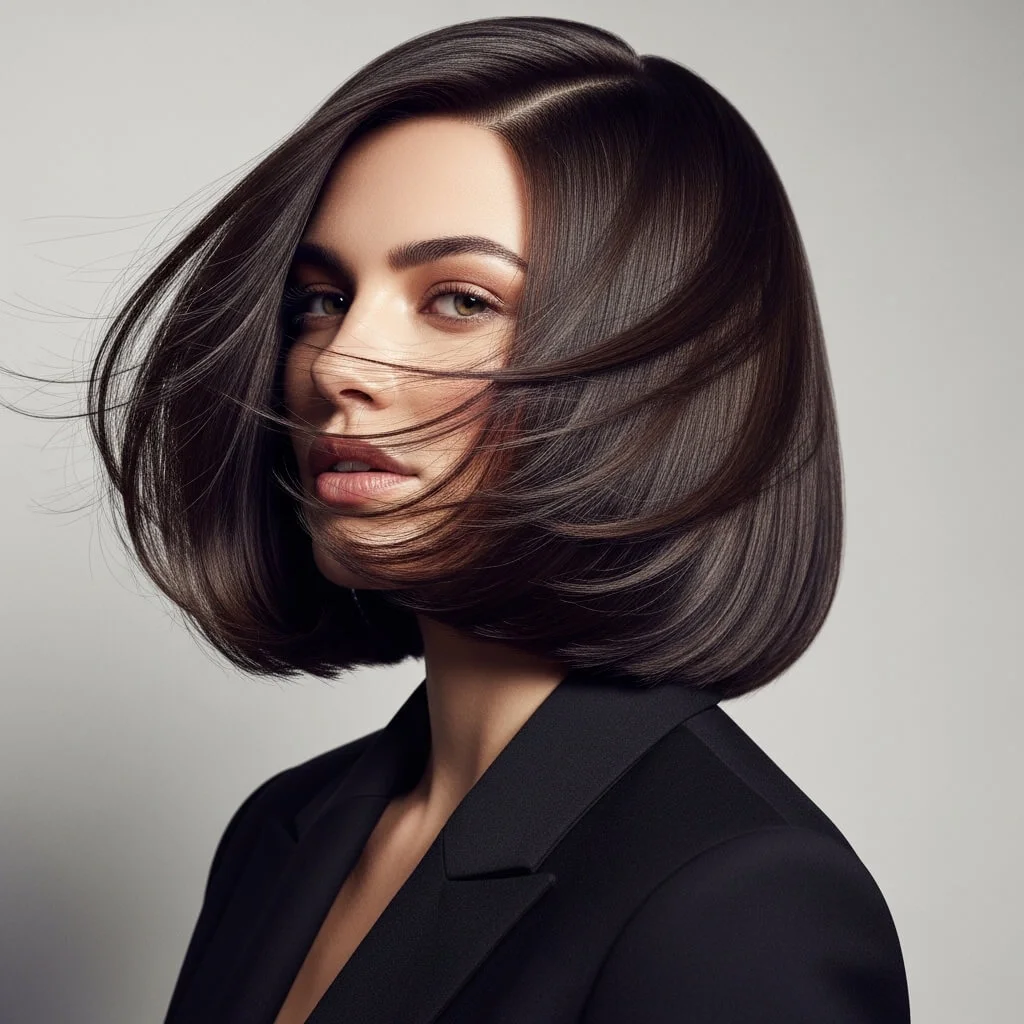 12. Sleek Layered Shoulder-Length Bob