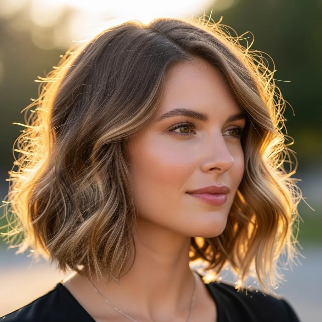 12. Tousled Wavy French Bob