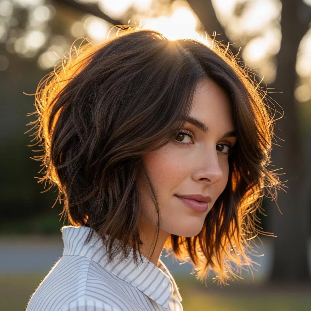 15. Textured Layered Inverted Bob