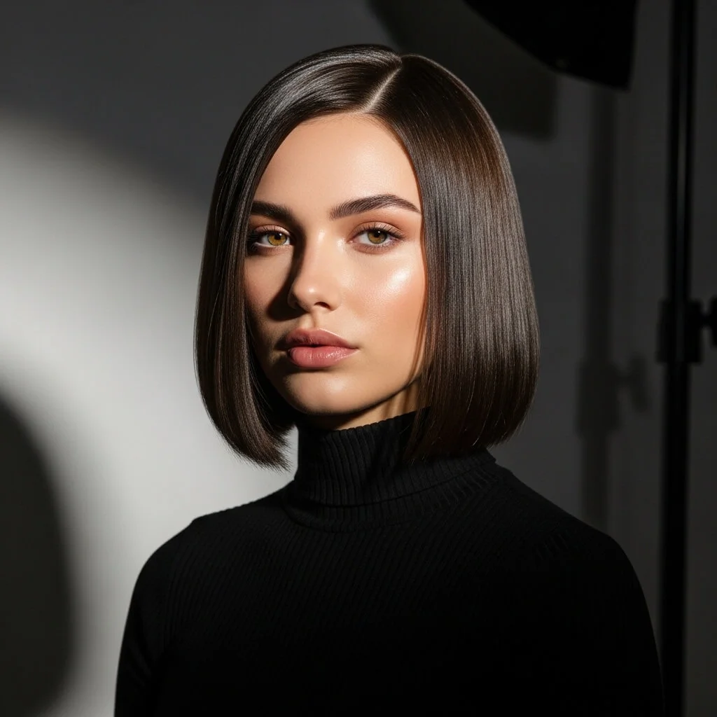 16. Sleek Blunt Shoulder-Length Bob