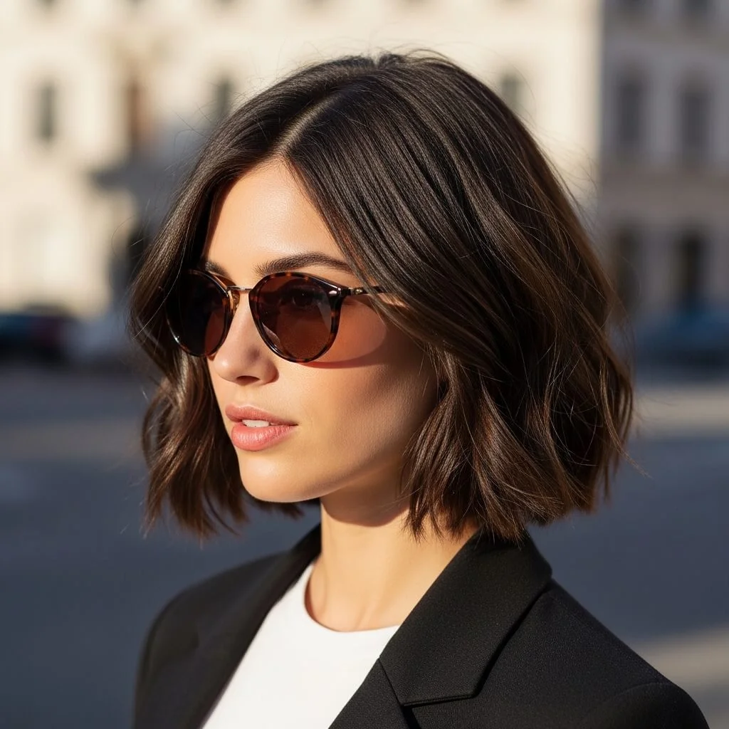 18. Wavy Chin-Length Blunt Bob