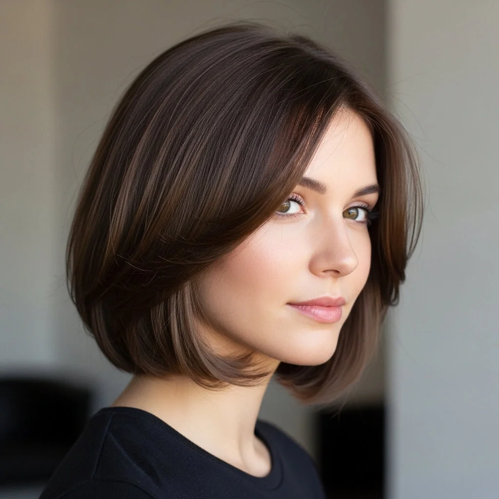 20. French Bob with Side-Swept Layers