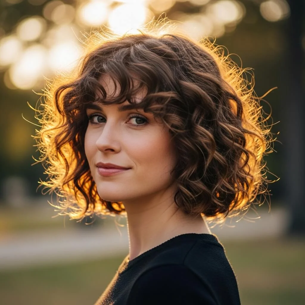 22. Curly Tousled Inverted Bob