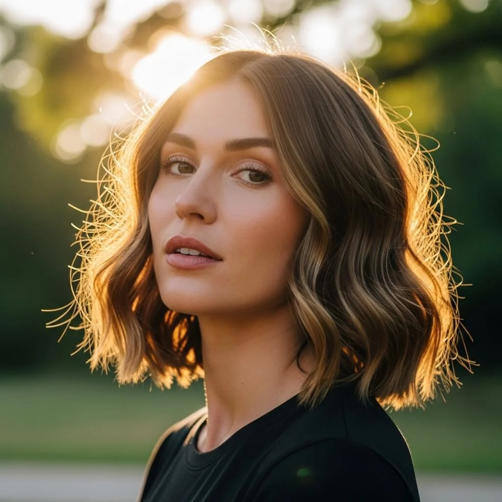 24. Wavy A-Line Shoulder-Length Bob