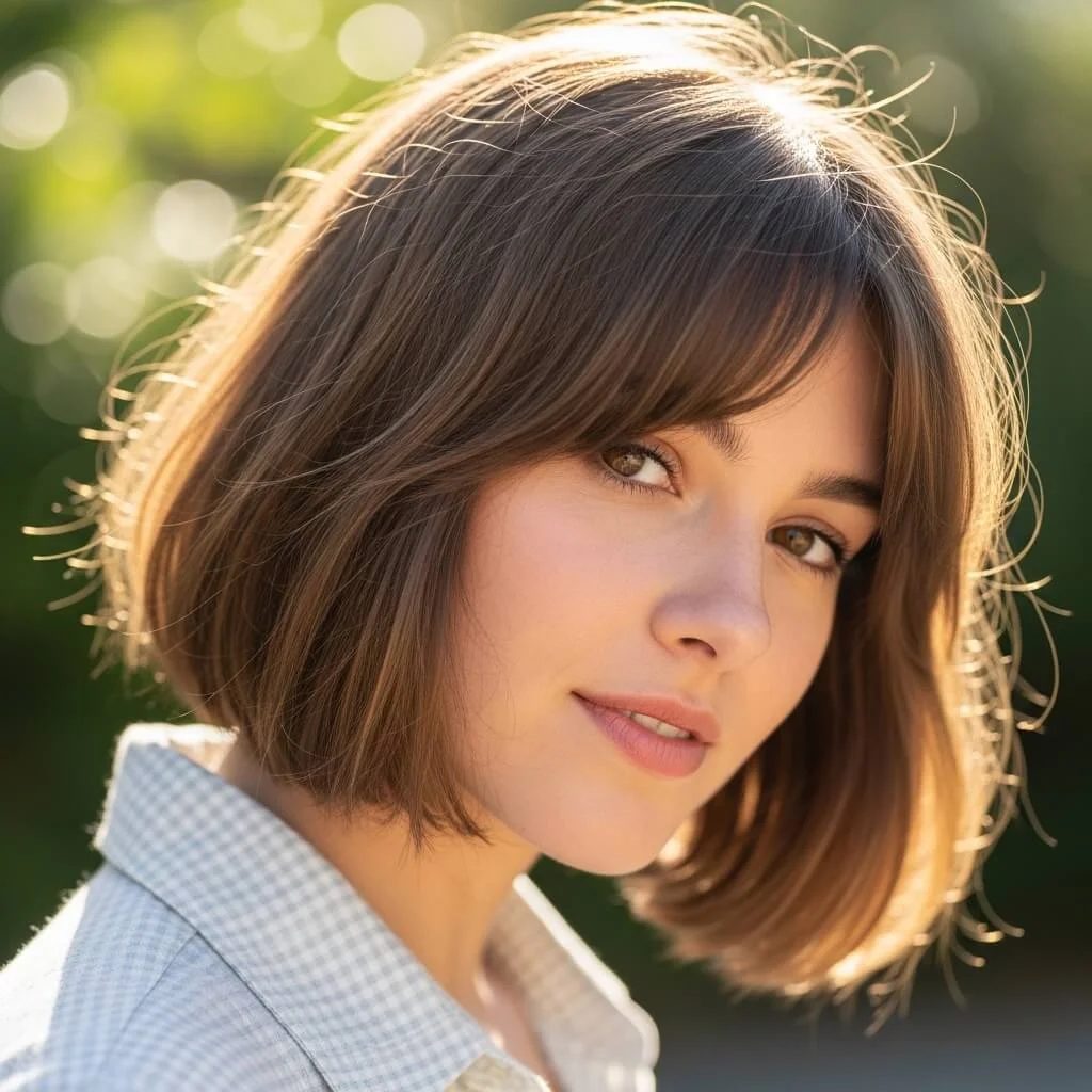4. Tousled Bob with Side-Swept Bangs