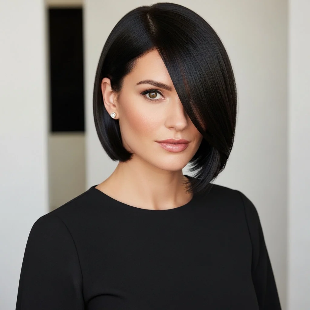 6. Italian Bob with Side Part