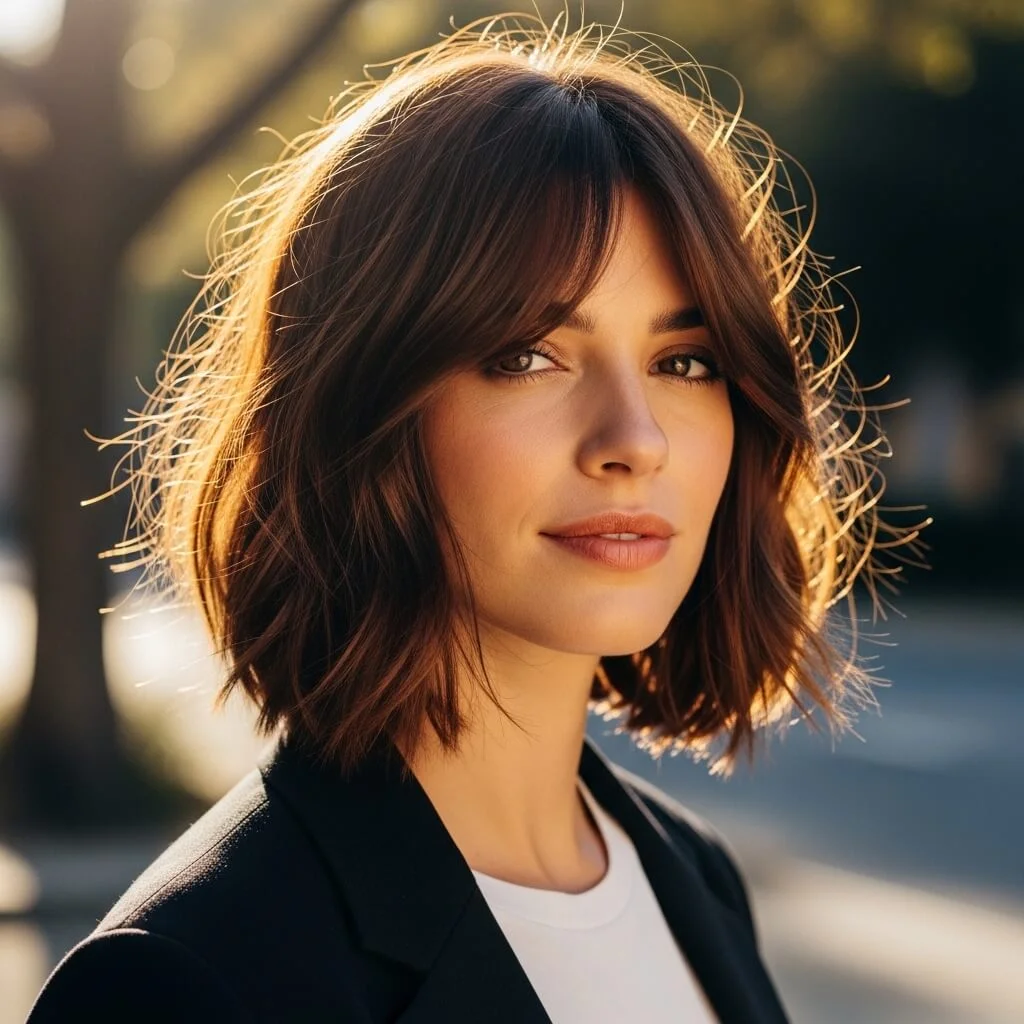 7. Tousled Bob with Side Bangs