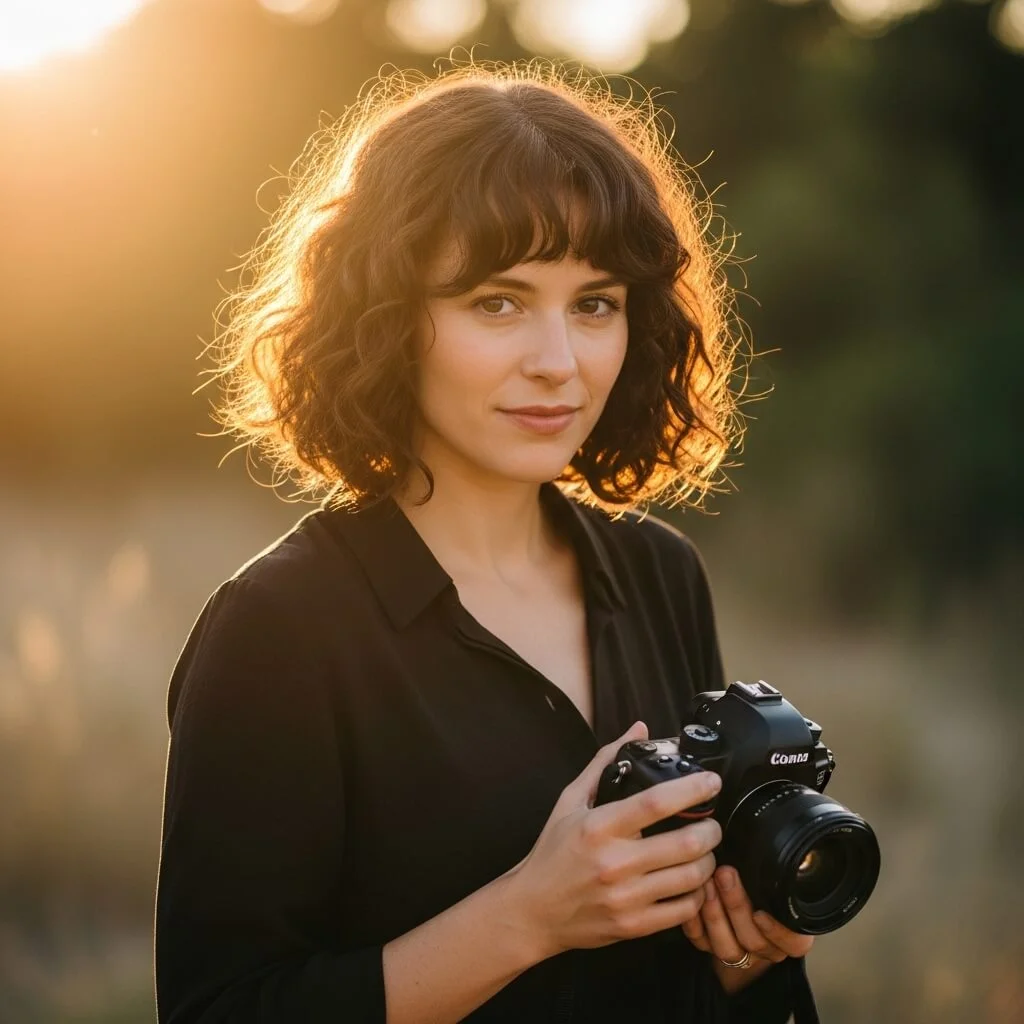 9. Tousled Curly Bob with Curtain Bangs