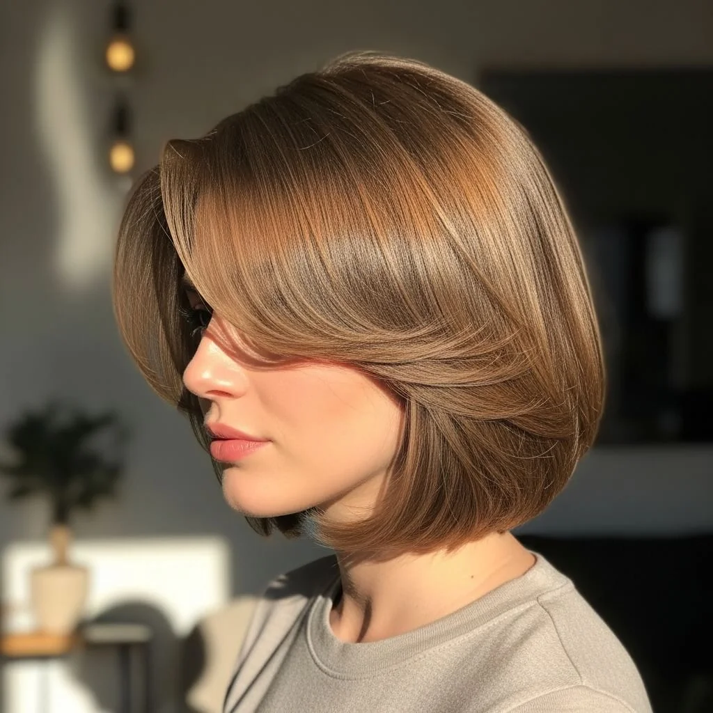 12. Side-Swept Fringe Bob