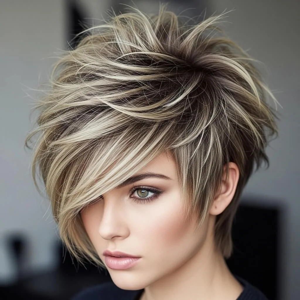 12. Spiky-Crown Wolf Cut Bob