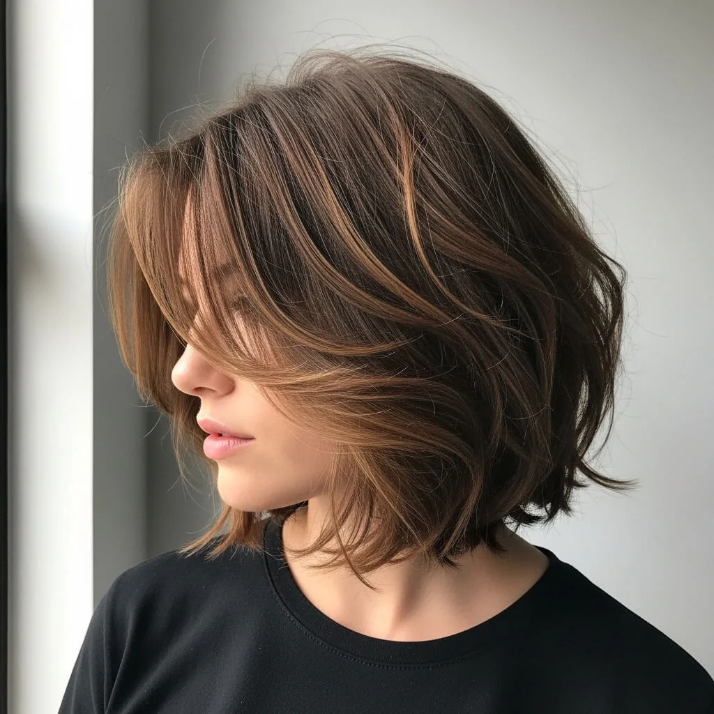 14. Angled Front Wolf Cut Bob