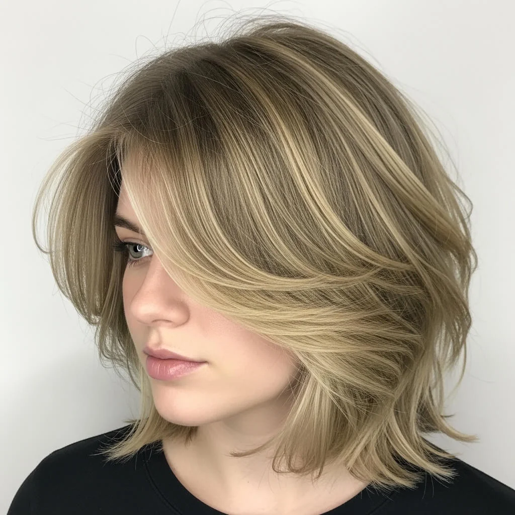 15. Blended-Layer Wolf Cut Bob