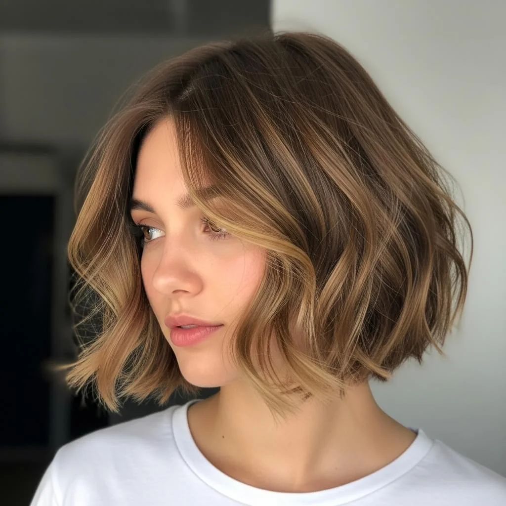 15. Choppy Bob with Tousled Waves