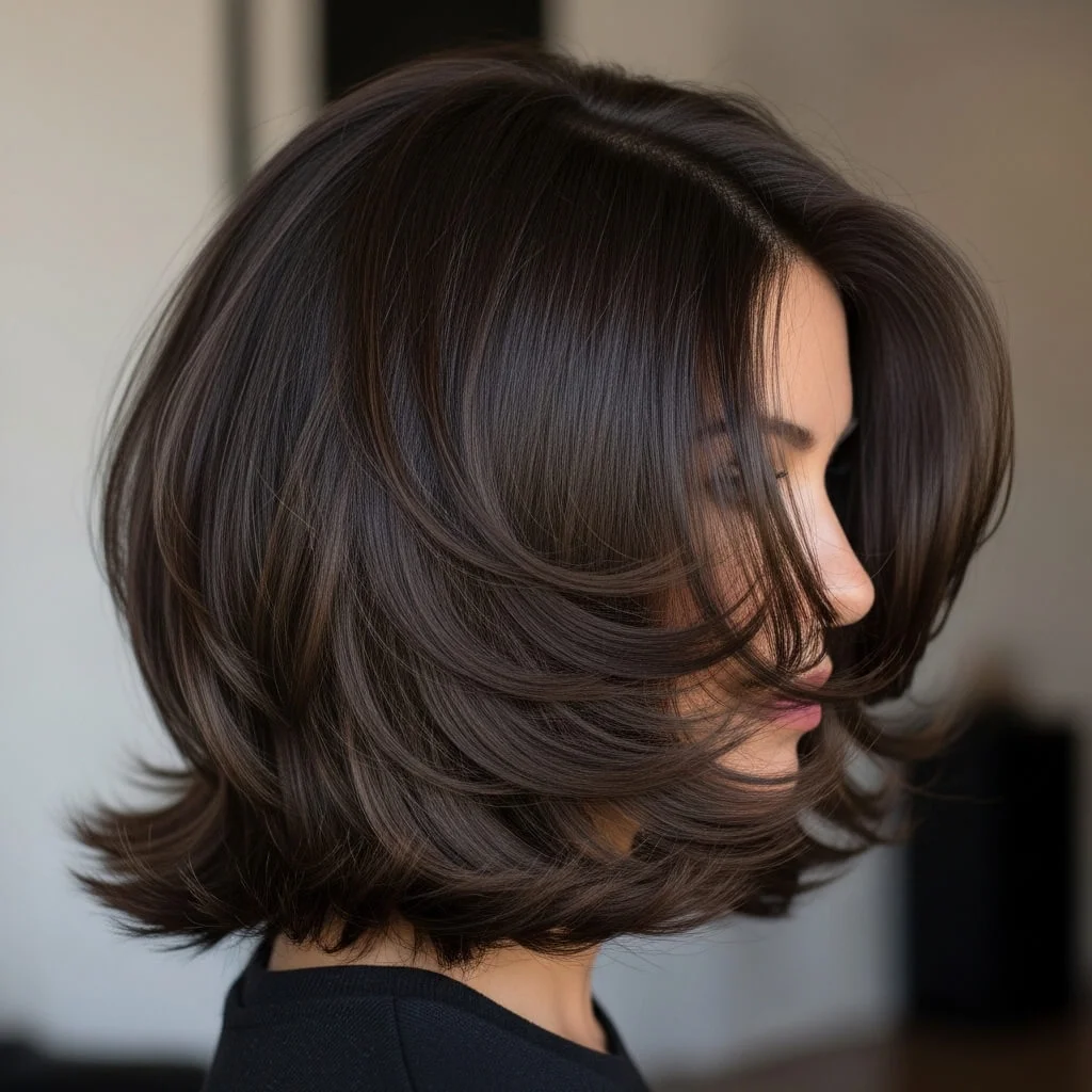 18. Layered Italian Bob with Volume
