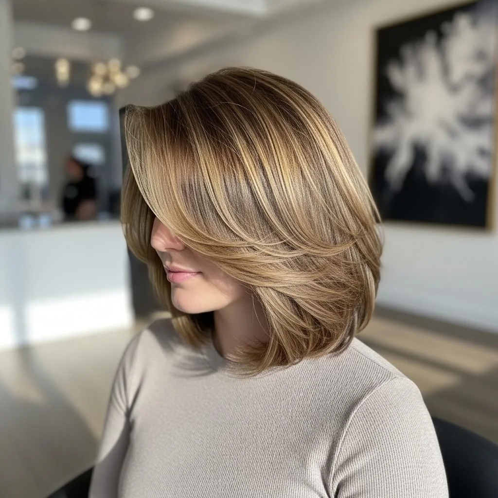 18. Layered Side-Part Bob