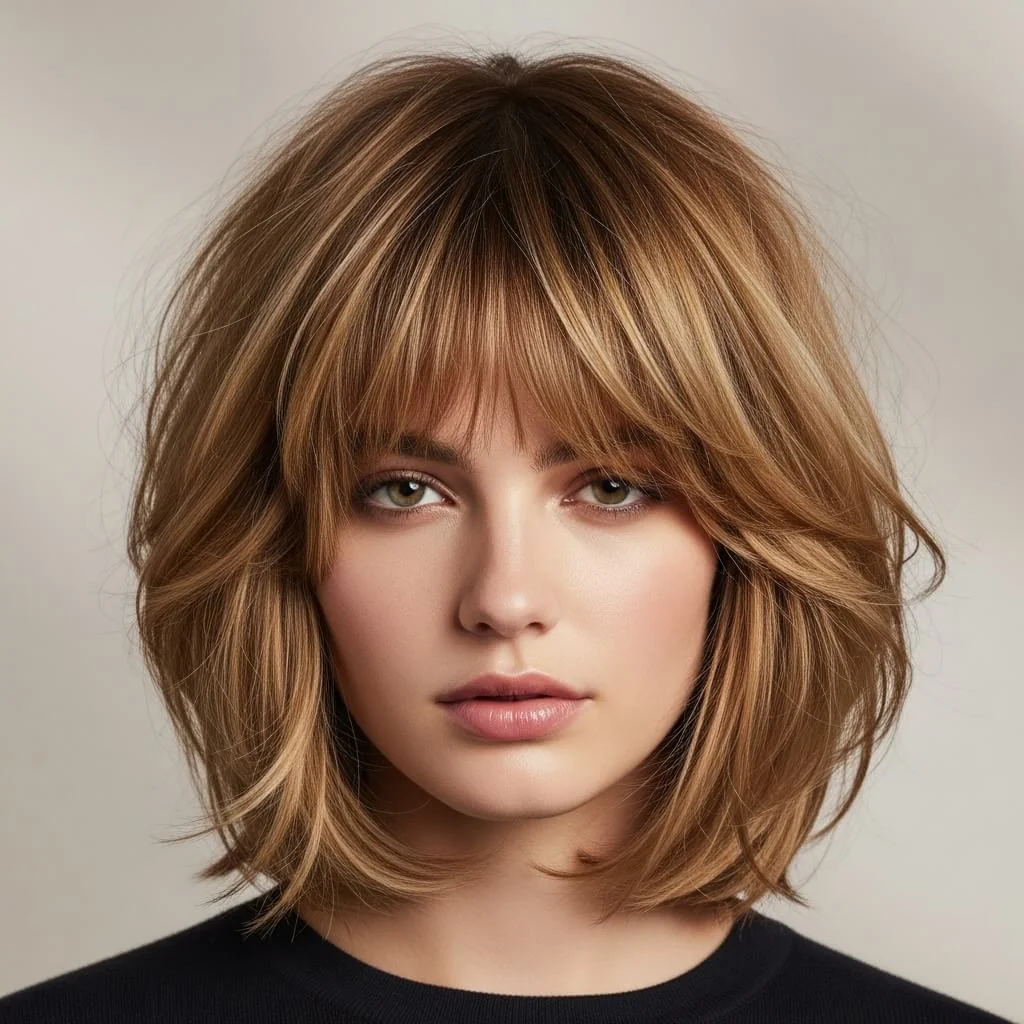 18. Shaggy Bob with Soft Fringe