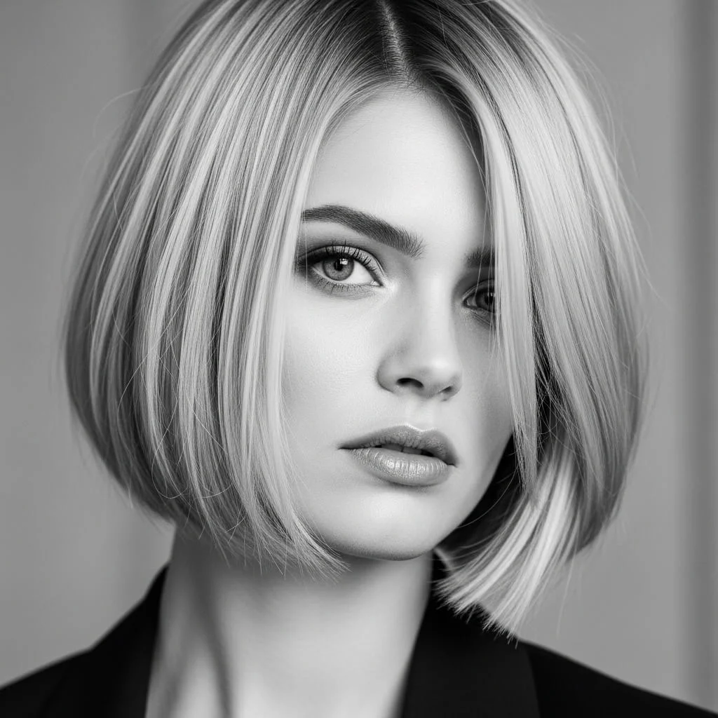 19. Cropped Micro Bob with Light Tapered Ends