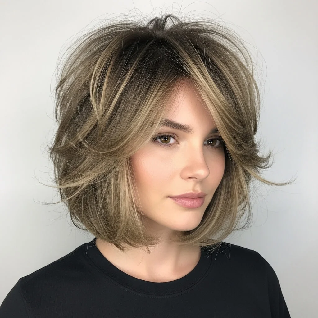 19. Piecey-Crown Wolf Cut Bob