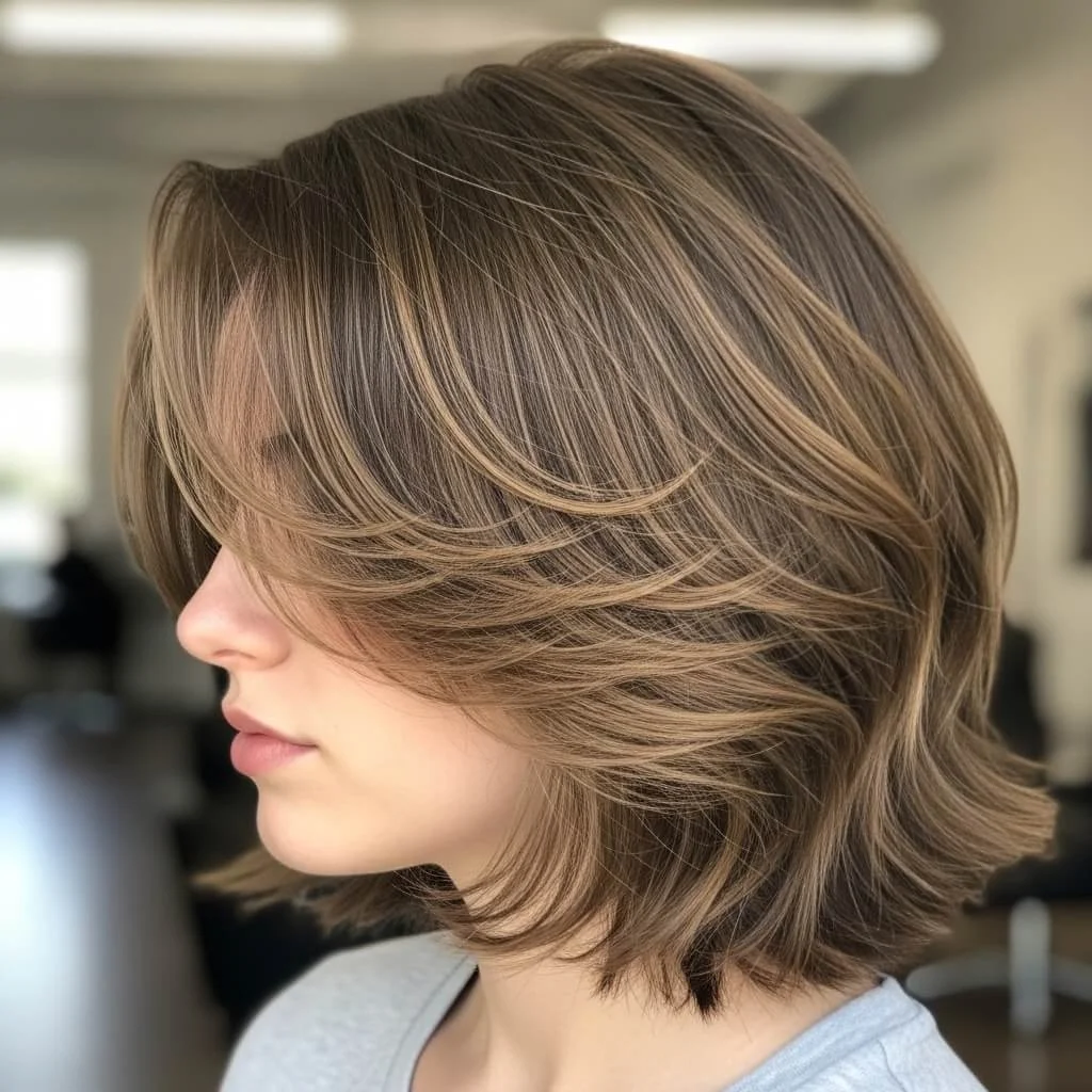 2. Shaggy Bob with Side Part