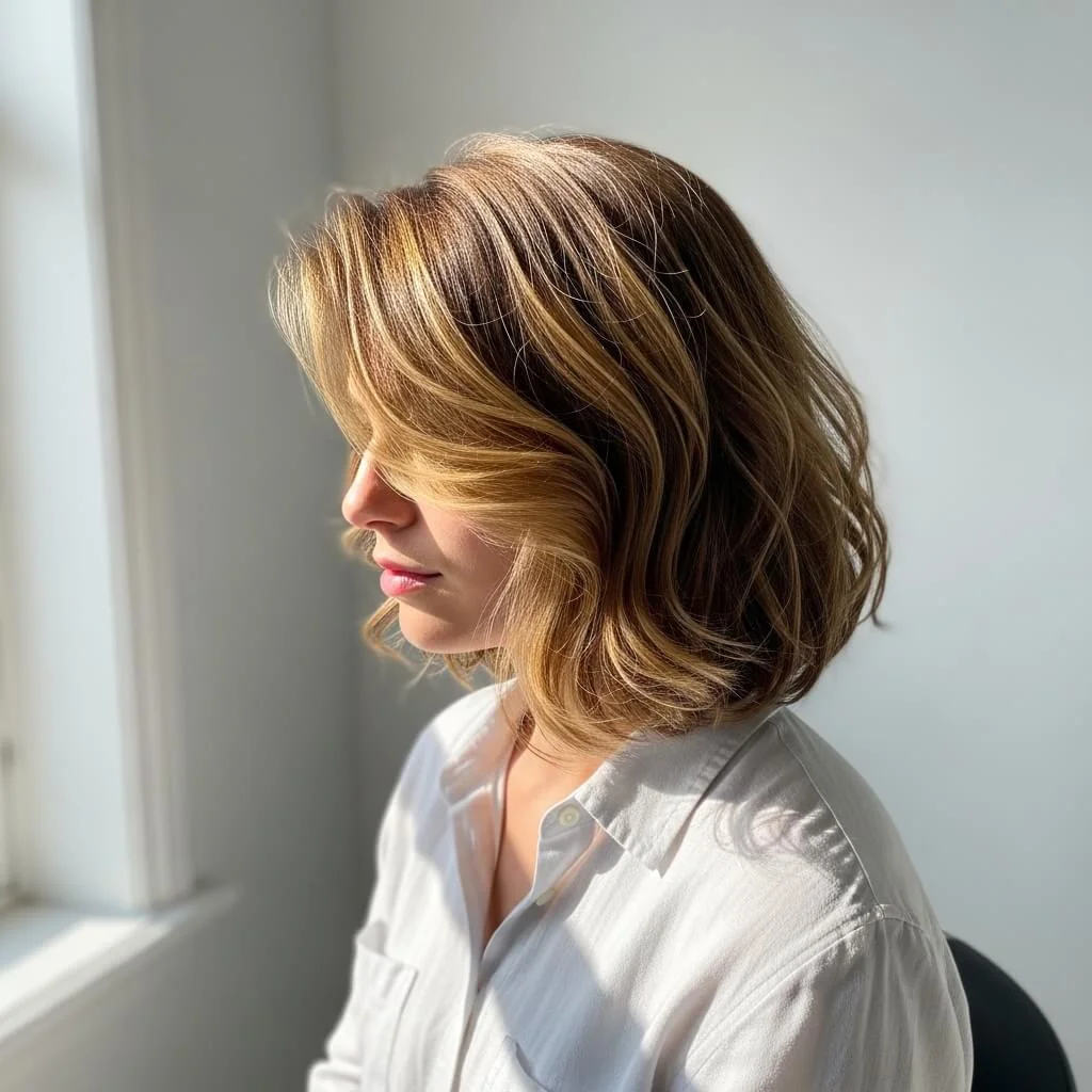 20. Effortless Tousled Side-Part Bob