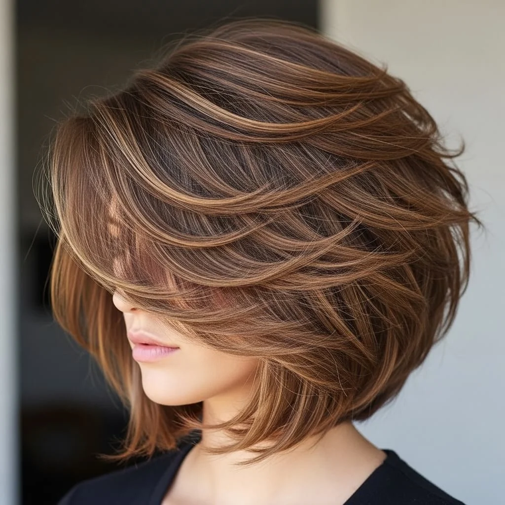 20. Stacked-Front Wolf Cut Bob