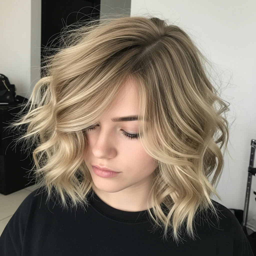 22. Curly Wolf Cut Bob