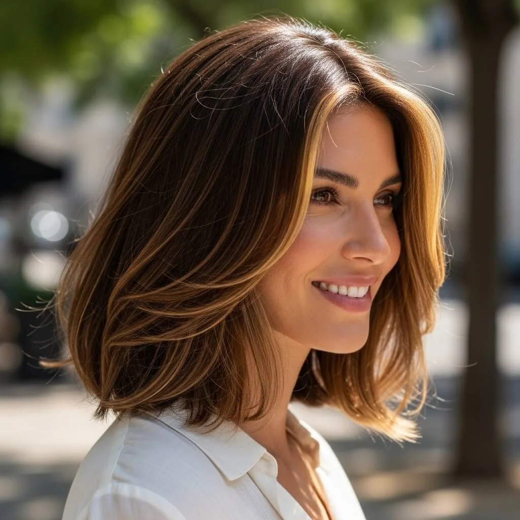 22. Italian Bob with Subtle Highlights and Layers