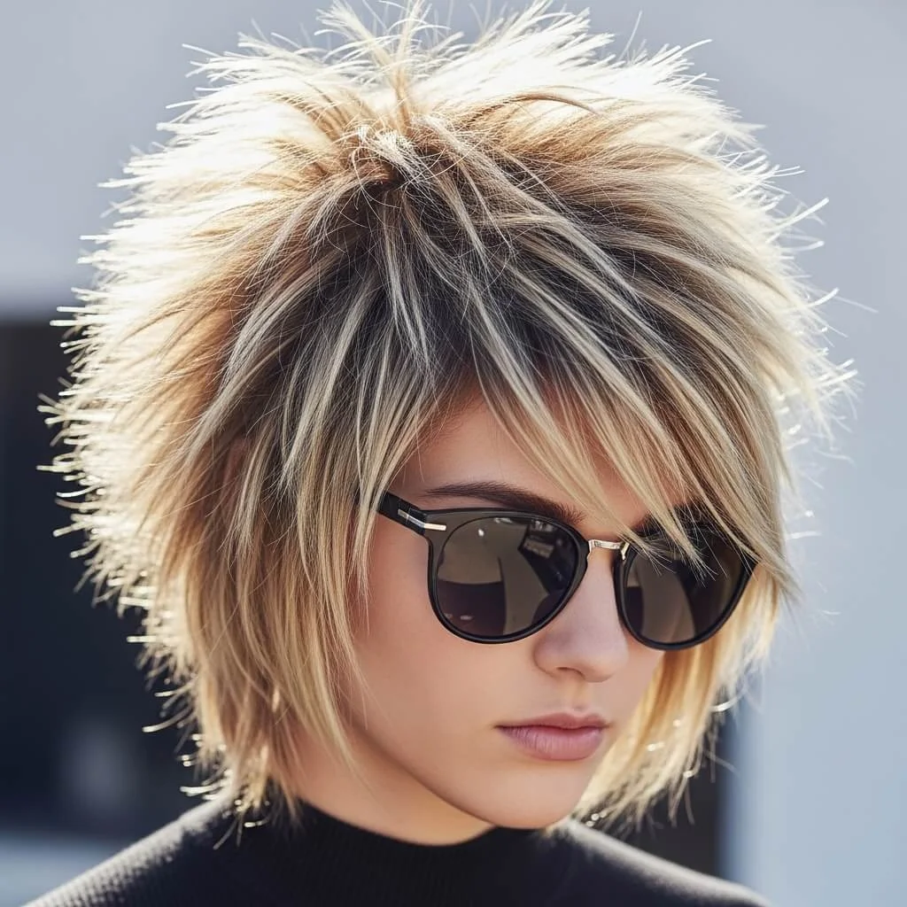 23. Spiky-Textured Wolf Cut Bob
