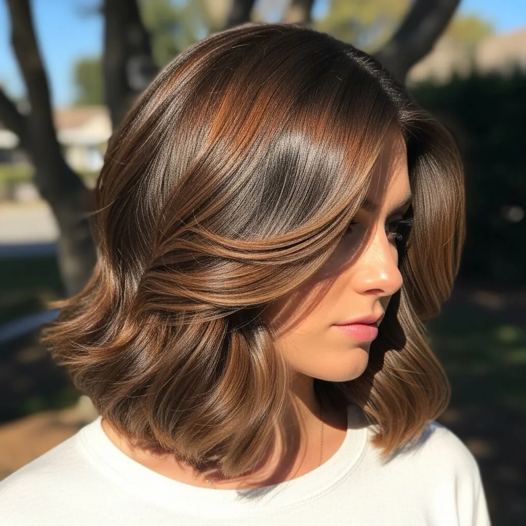 24. Italian Bob with Side-Swept Soft Waves