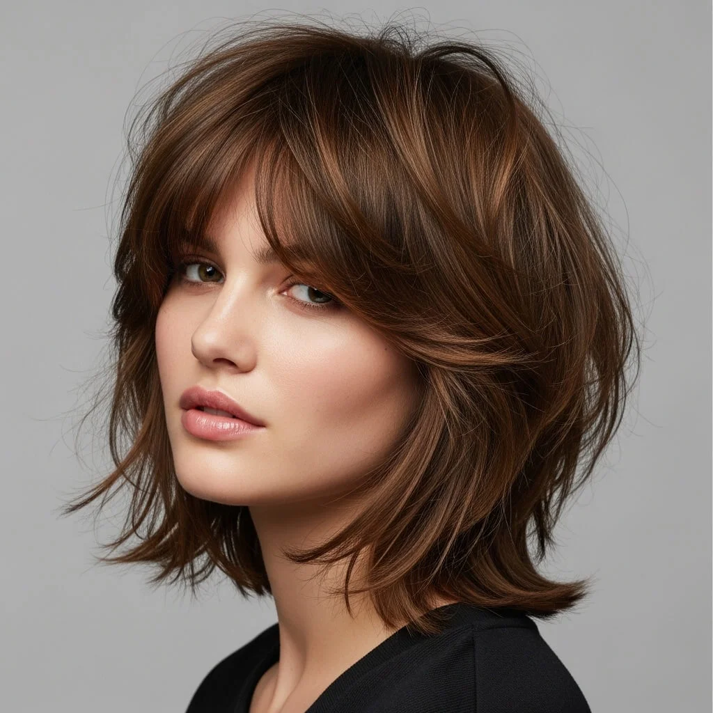 24. Side-Swept Shaggy Bob