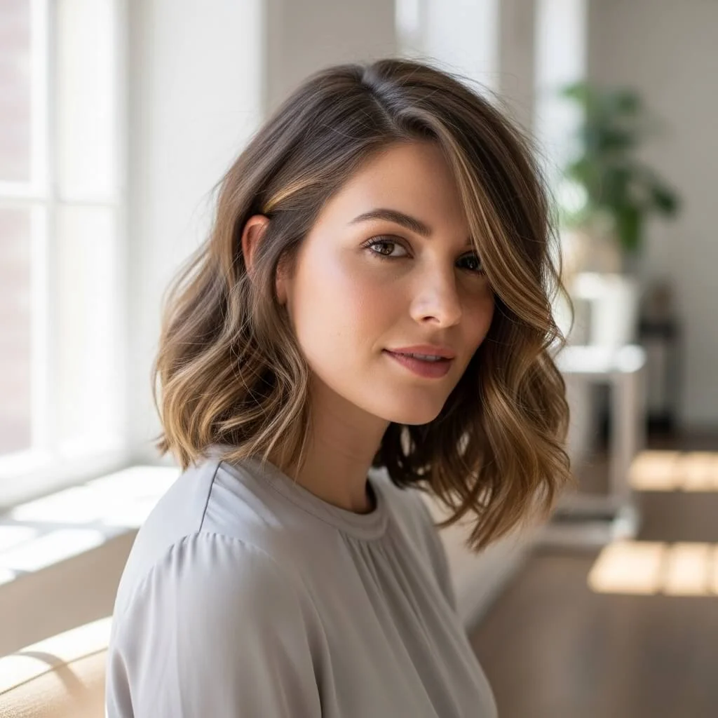 26. Elegant Layered Side-Part Bob