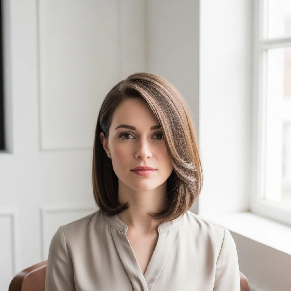 26. Elegant Layered Side-Part Bob