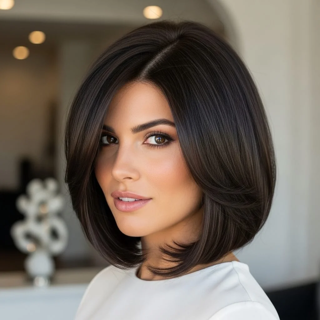 26. Italian Bob with Angled Face-Framing Layers
