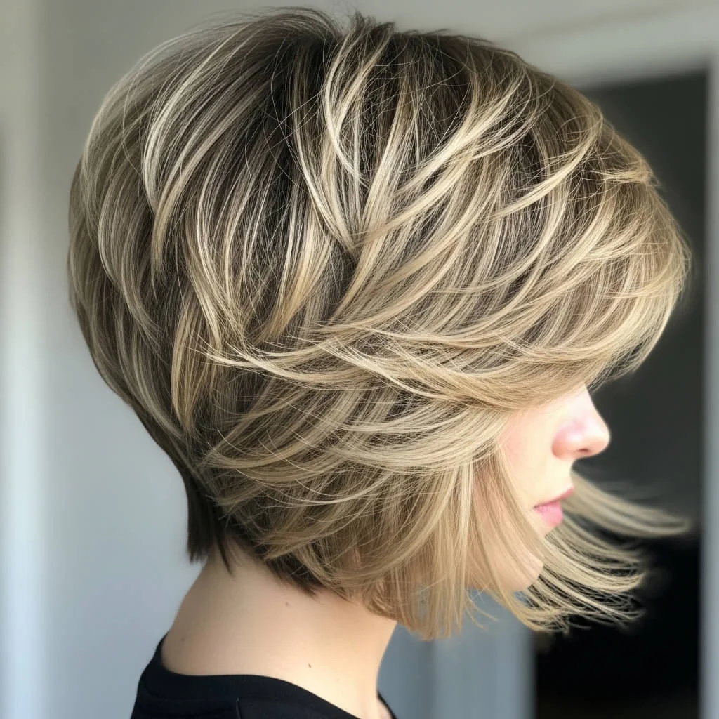 27. Crown-Layered Wolf Cut Bob