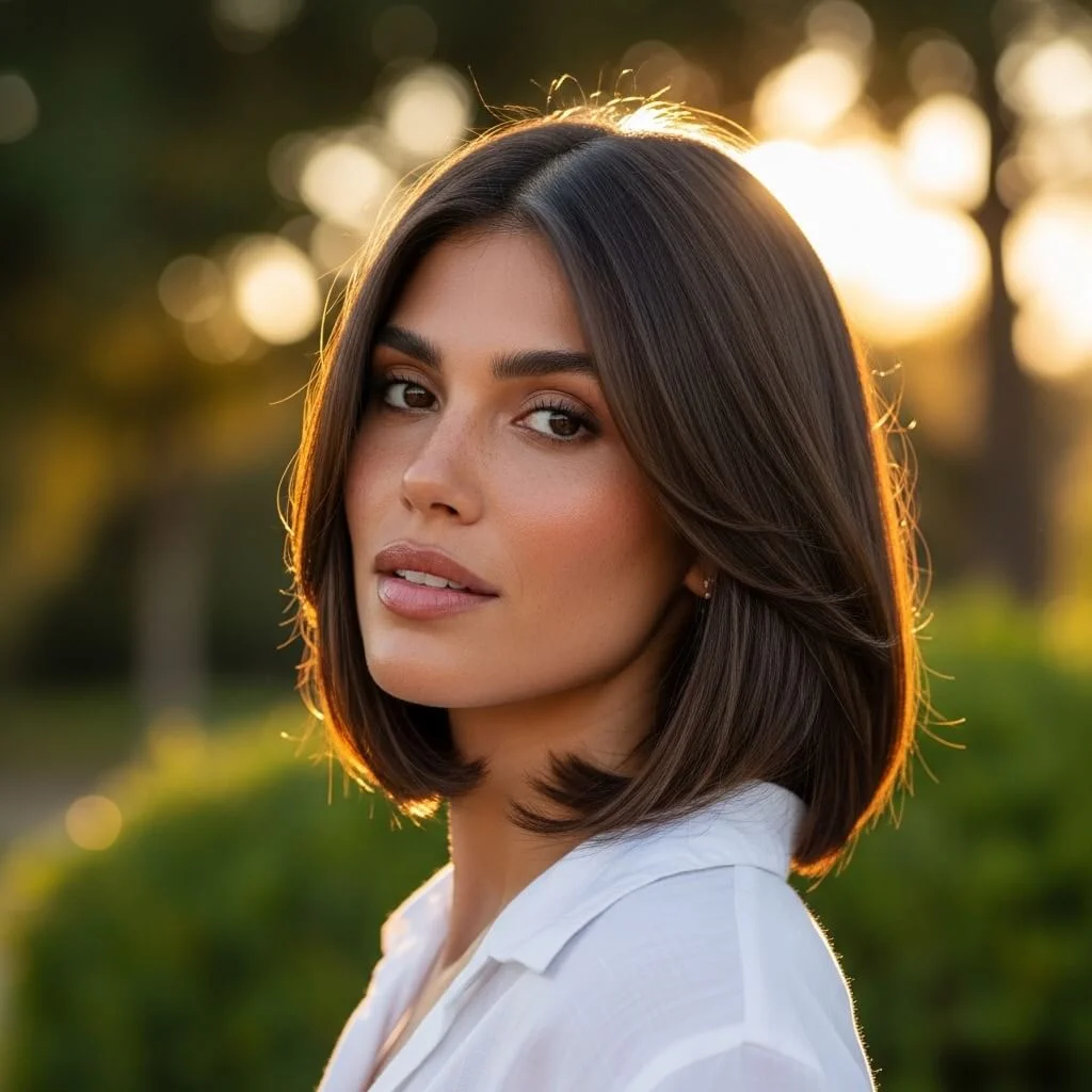 27. Italian Bob with Subtle Side Part