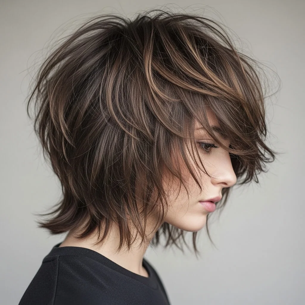 28. Choppy-Side Wolf Cut Bob