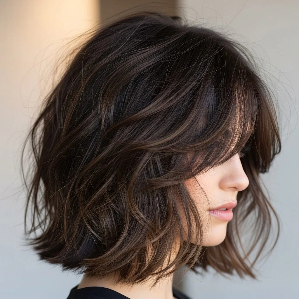 29. Stacked-Back Wolf Cut Bob