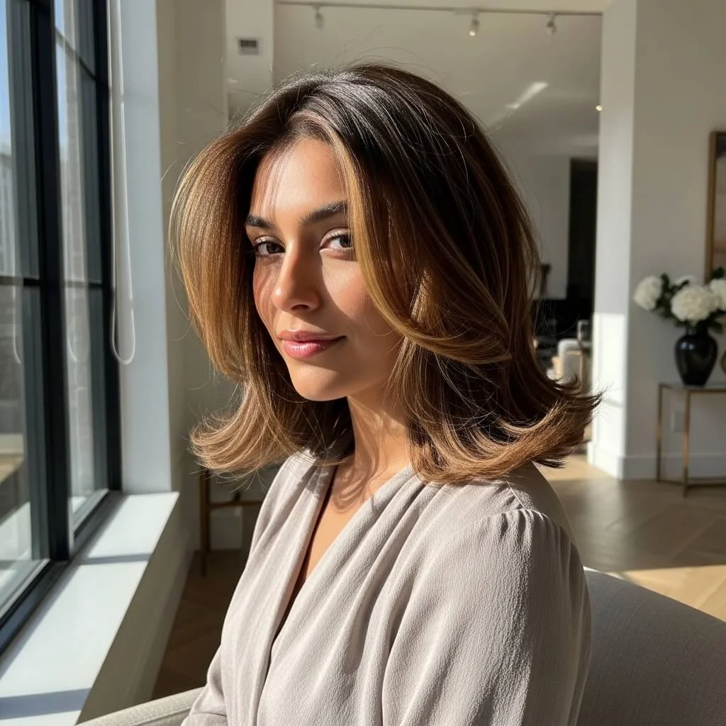 3. Layered Shoulder-Length Bob