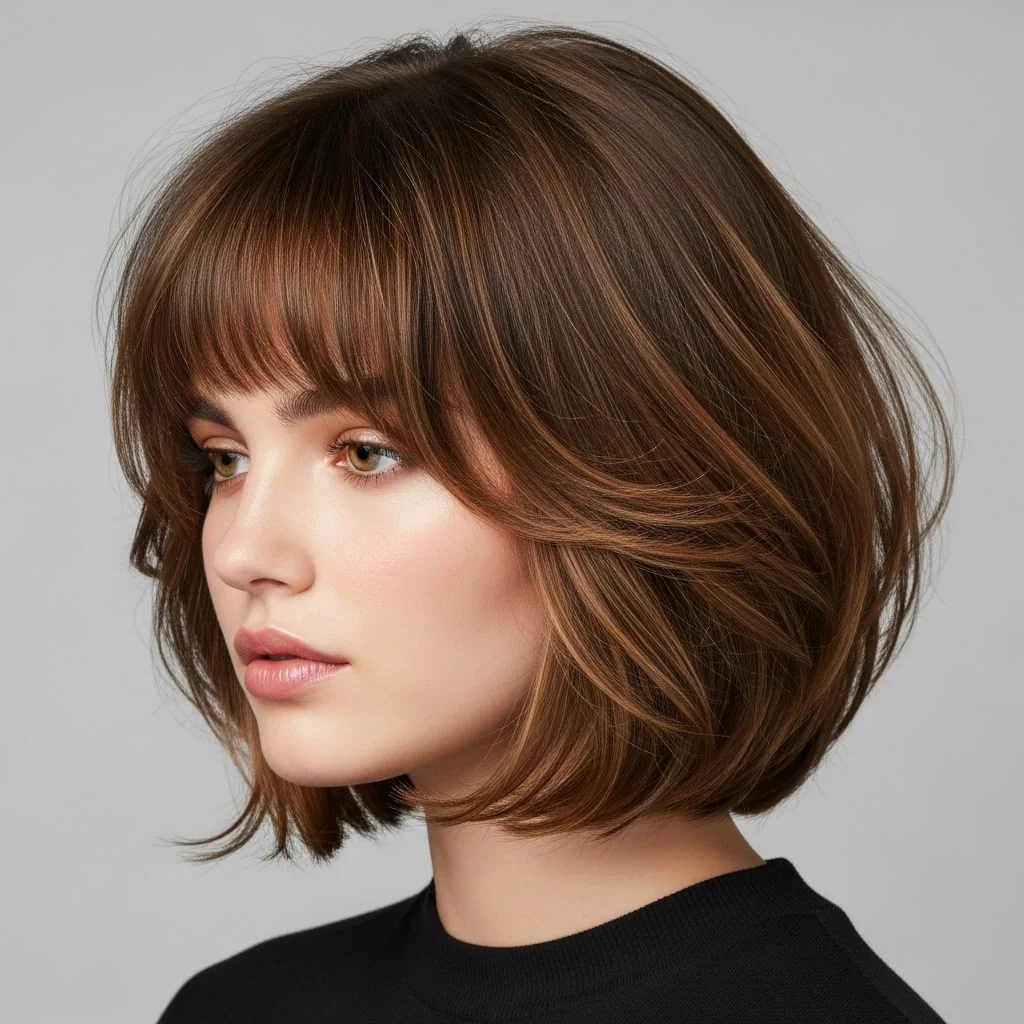 4. Shaggy Bob with Wispy Bangs