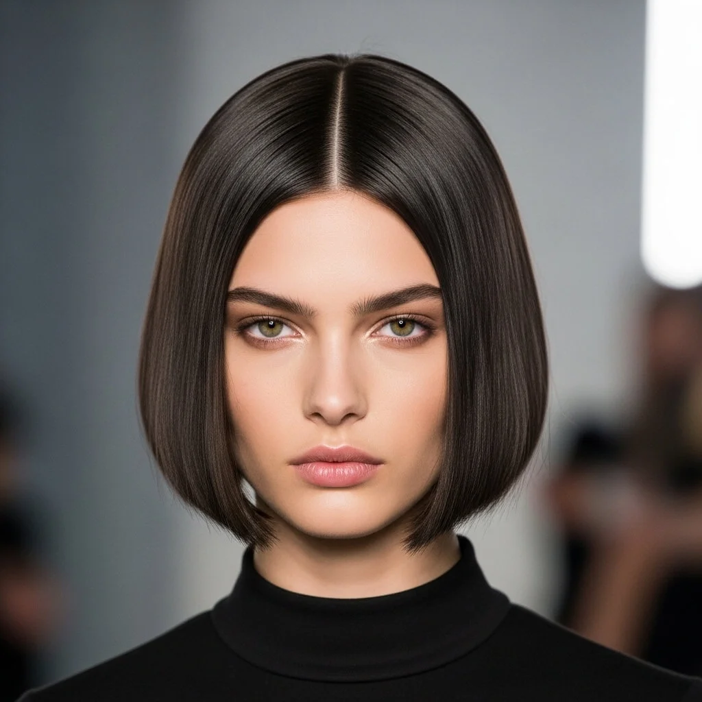 6. Sleek Center-Part Micro Bob