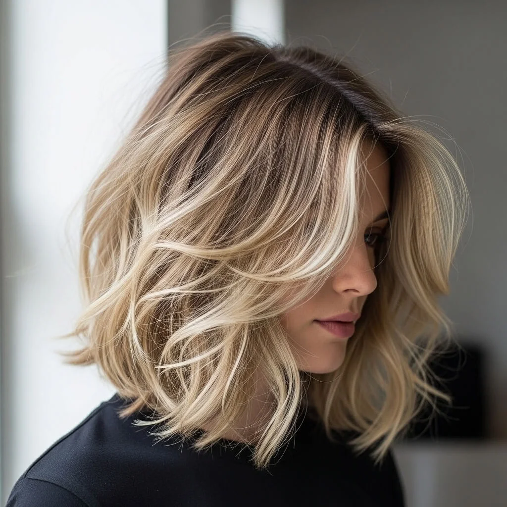 6. Wavy Wolf Cut Bob