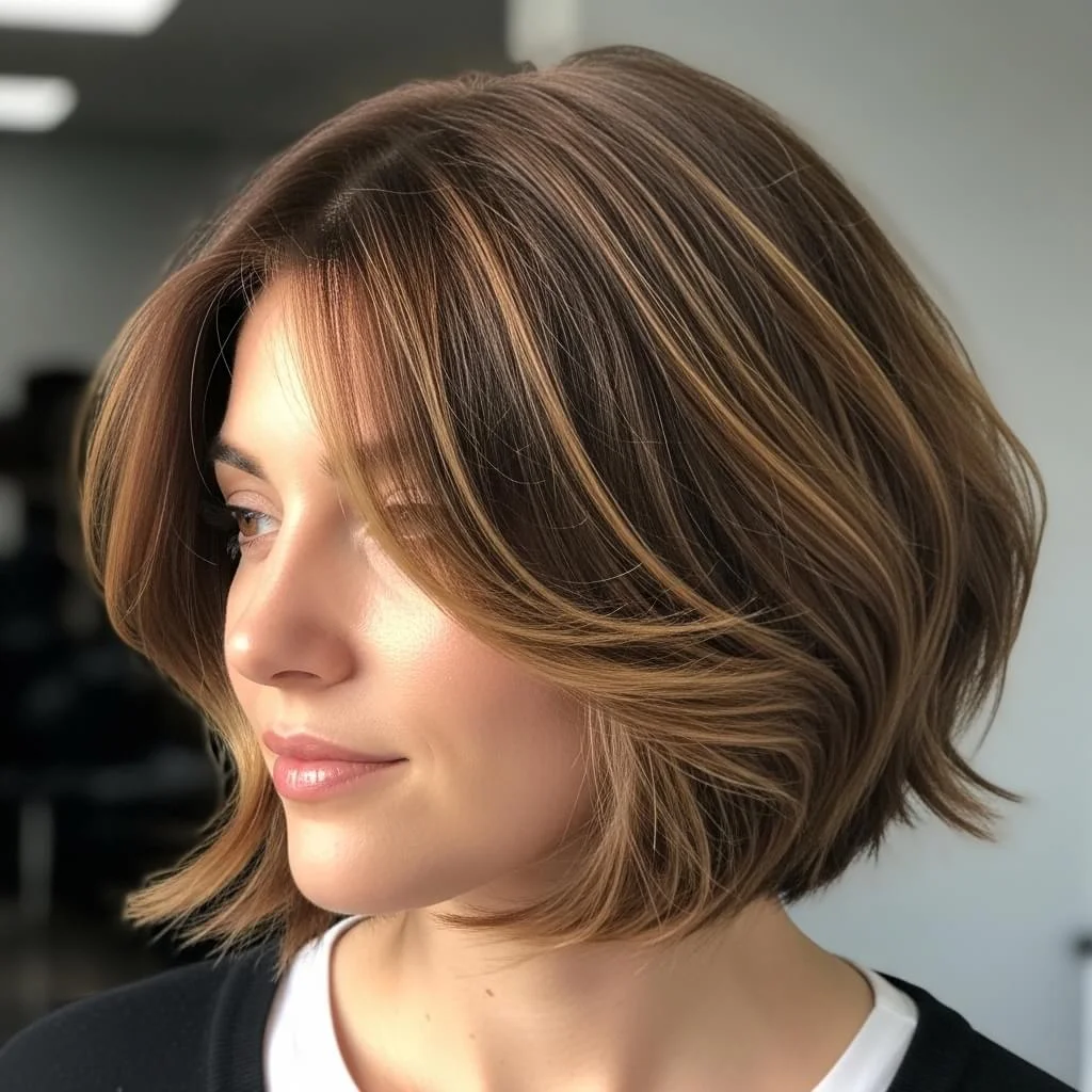 7. Choppy Bob with Deep Side Part