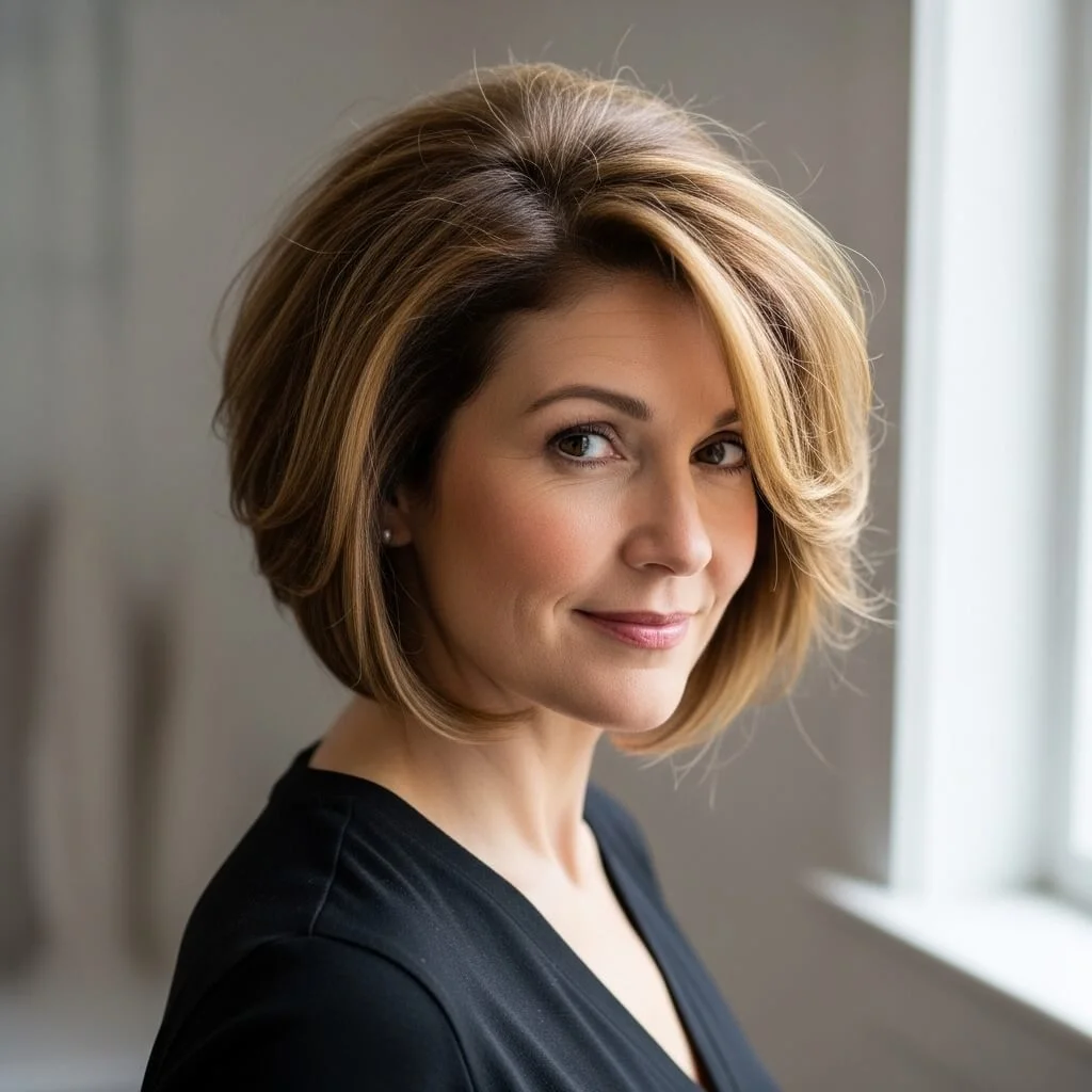 7. Feathered Bob for Fine Hair
