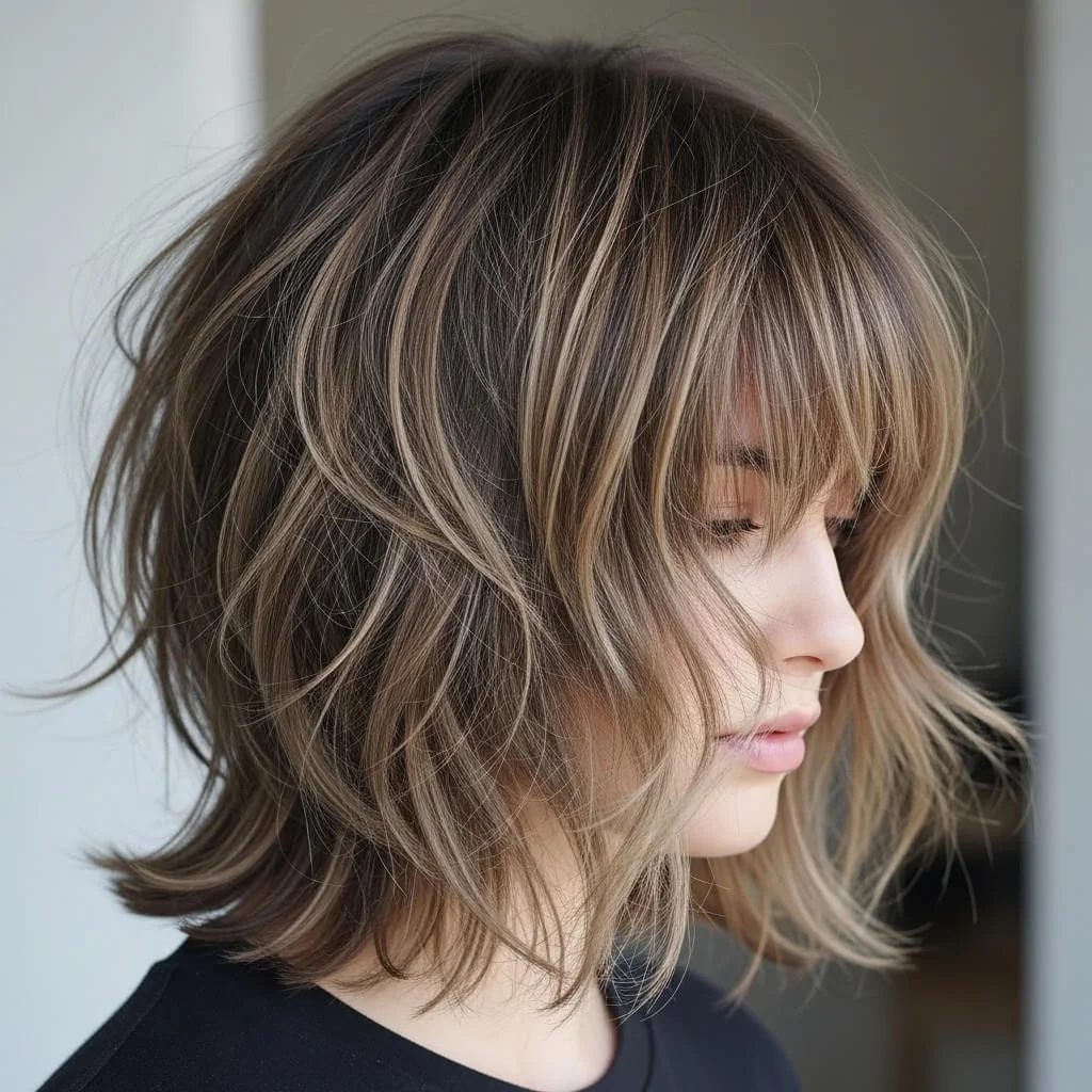 9. Uneven-Layer Wolf Cut Bob