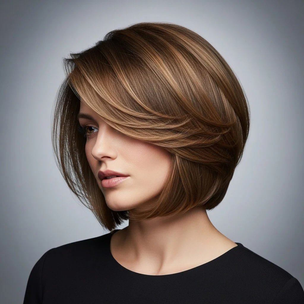 Angled Bob for Round Face