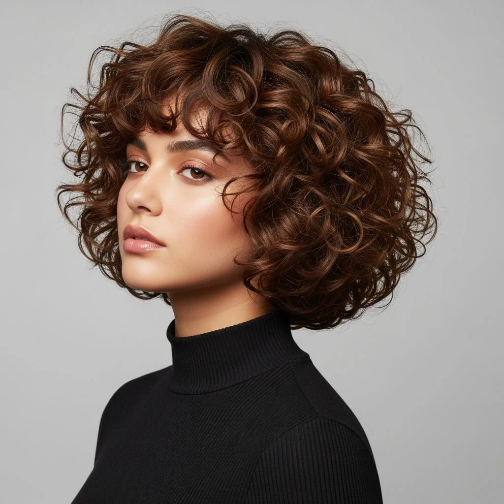 Curly Bob with Tapered Back