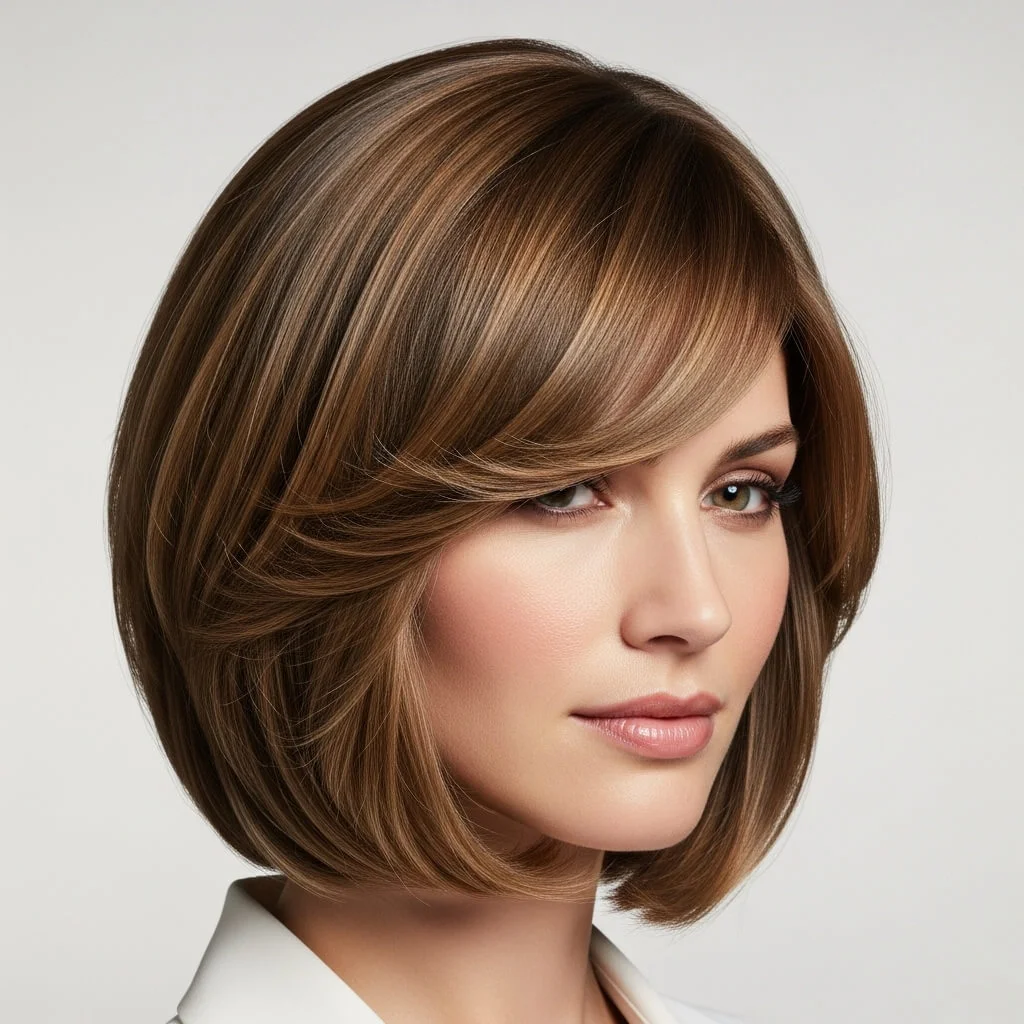 Layered Bob with Side-Swept Bangs