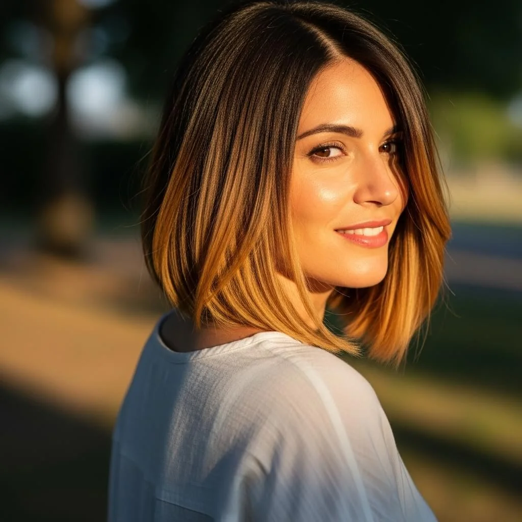 11. Layered Ombre Asymmetrical Bob